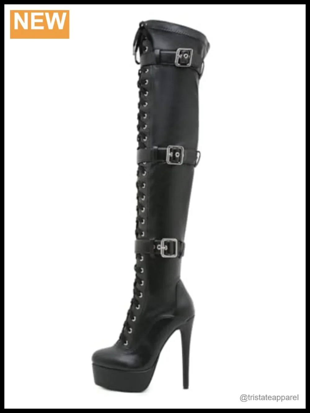 Women's Over the Knee Platform Boots High Heel PU Leather Stretch Zip